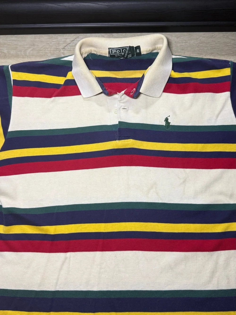 Vintage 1990s Polo Ralph Lauren Embroidered Striped Polo Shirt